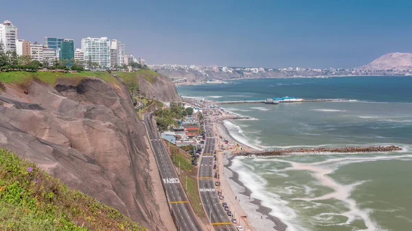 Miraflores Zaman Çizelgesi Lima Peru Daki Lima Nın Sahil Şeridinin — Stok fotoğraf