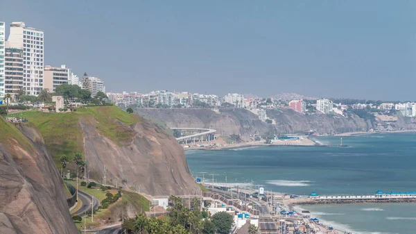 Lima Nın Sahil Şeridinin Havadan Görüntüsü Miraflores Zaman Çizelgesi Lima — Stok fotoğraf