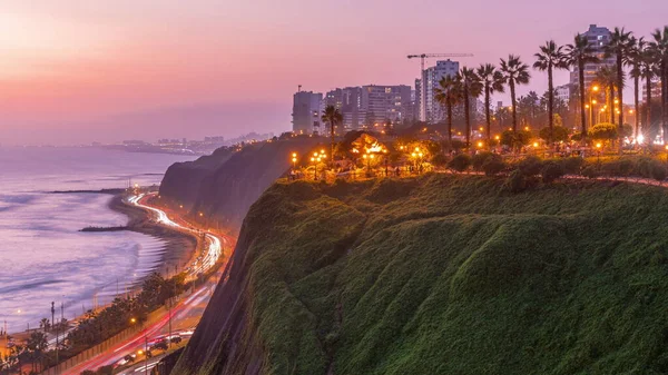 Parque Del Amor Aşk Parkı Gün Batımından Sonra Miraflores Deki — Stok fotoğraf