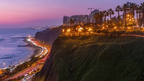 Parque Del Amor Aşk Parkı Gün Batımından Sonra Miraflores Deki — Stok fotoğraf