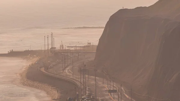 Veduta Aerea Della Costa Lima Nel Quartiere Miraflores Timelapse Durante — Foto Stock