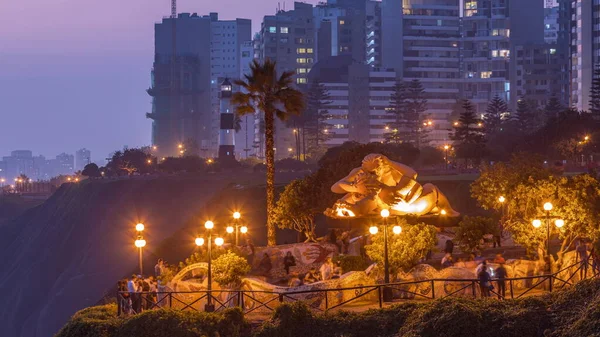 Parque Del Amor Aşk Parkı Gün Batımından Sonra Miraflores Deki — Stok fotoğraf