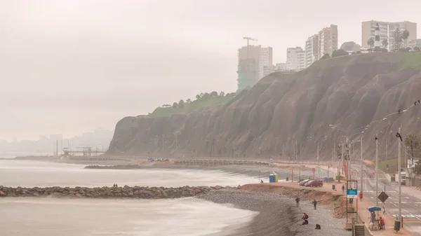 Letecký Pohled Lima Pobřeží Okolí Miraflores Timelapse Lima Peru Cesta — Stock fotografie