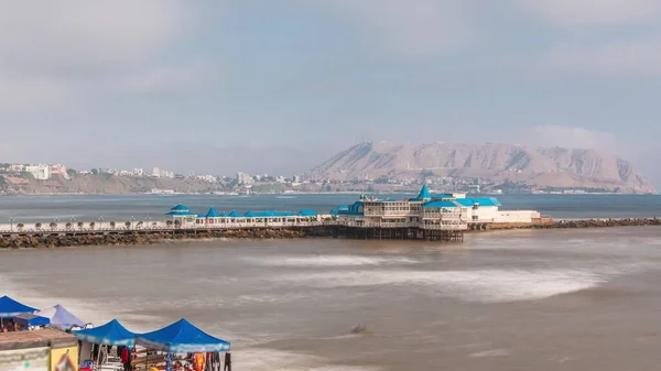 Veduta Aerea Del Molo Presa Dalla Spiaggia Ghiaia Ristorante Trova — Foto Stock