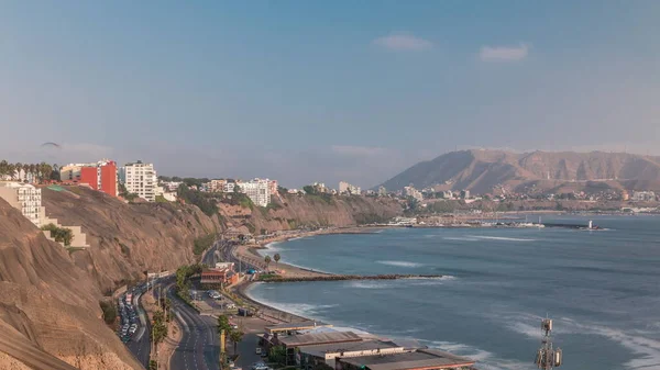 Traffico Sulla Strada Circuito Playas Nel Quartiere Miraflores Lima Timelapse — Foto Stock