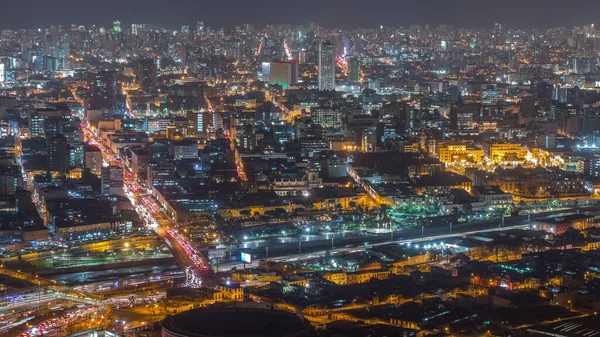 Vista Aérea Del Horizonte Nocturno Lima Desde Colina San Cristóbal — Foto de Stock