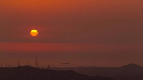 Luftaufnahme Des Pazifischen Ozeans Zeitraffer Bei Sonnenuntergang Vom Cerro San — Stockfoto