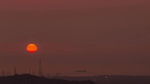 크리스 시간대에 태평양을 공중에서 수있다 태양이 오렌지 — 스톡 사진