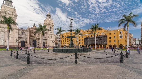 Fontänen Plaza Armas Timelapse Hyperlapse Även Känd Som Plaza Mayor — Stockfoto