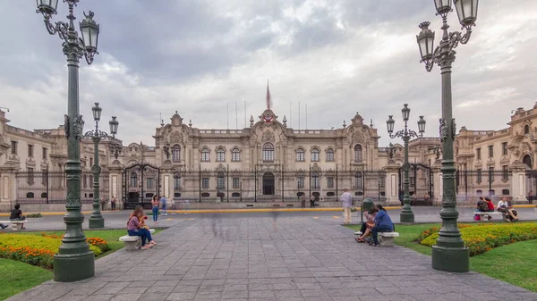 Palacio Gobierno Eller Regeringspalatset Även Känt Som House Pizarro Timelapse — Stockfoto