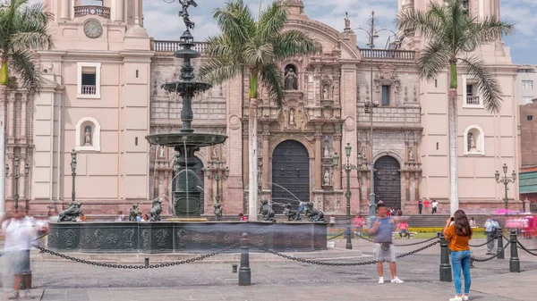 Fontänen Plaza Armas Timelapse Även Känd Som Plaza Mayor — Stockfoto