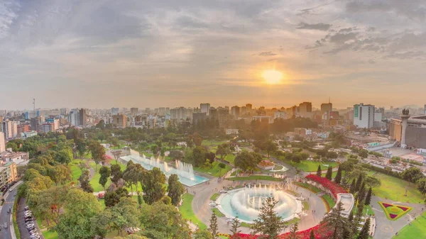 Vista Aérea Pôr Sol Para Parque Reserva Com Circuito Mágico — Fotografia de Stock