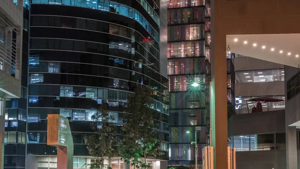 Night Cityscape Business Area Illuminated Skyscrapers Timelapse San Isidro District — Stock Photo, Image