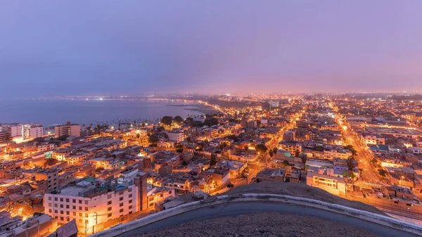 Panorama Skyline Lima Stad Från Ovan Med Många Byggnader Antenn — Stockfoto