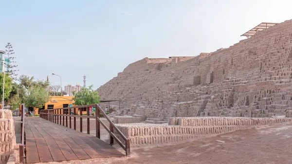 Pyramida Huaca Pucllana Timelapse Před Inca Kulturní Slavnostní Stavbu Zříceniny — Stock fotografie