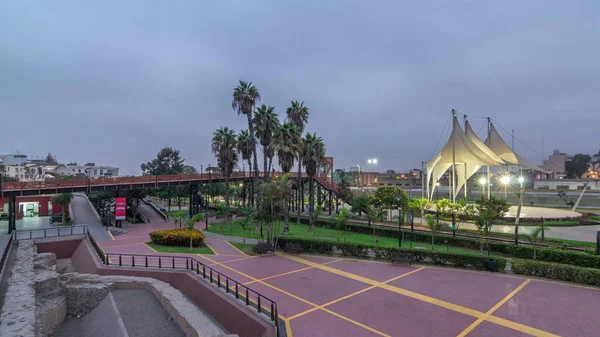 Muralla Park Day Night Transition Timelapse Public Park Located City — Stock Photo, Image