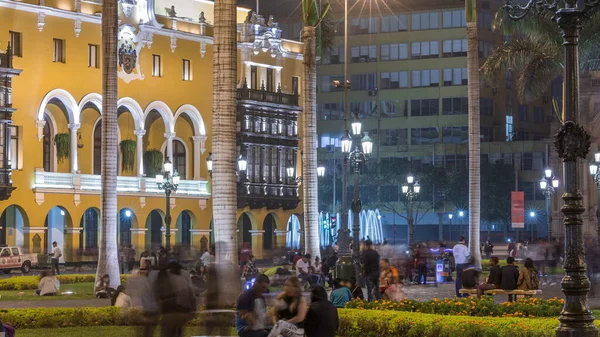 Timelapse Nocturno Plaza Armas También Conocido Como Plaza Mayor — Foto de Stock
