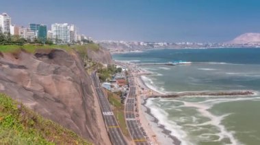 Miraflores zaman çizelgesi, Lima, Peru yakınlarındaki Limas Sahil Çizgisi 'nin havadan görüntüsü
