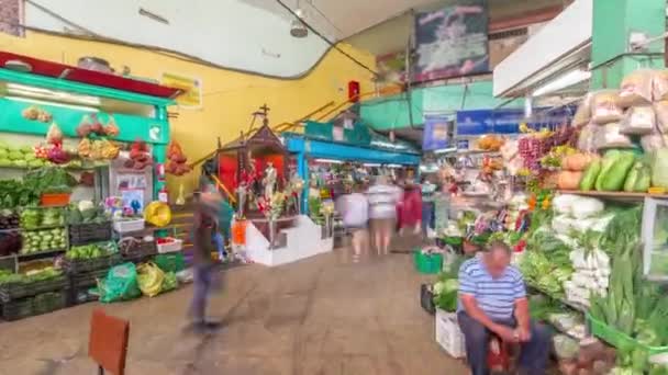 Surquillo Market timelapse hyperlapse, Lima, Peru. Lima 's grootste voedselmarkt — Stockvideo