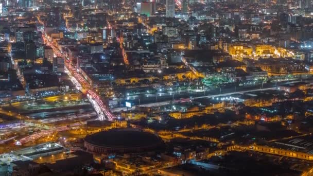 Vista aerea dello skyline di Lima timelapse notturno dalla collina di San Cristobal. — Video Stock