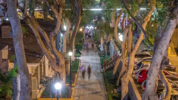 Illuminated Bridge of Seufzer Nacht Zeitraffer. Lima — Stockvideo