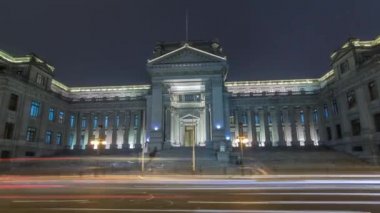 Lima Adalet Sarayı 'nın gece vakti hızlandırılmış sürati. Peru