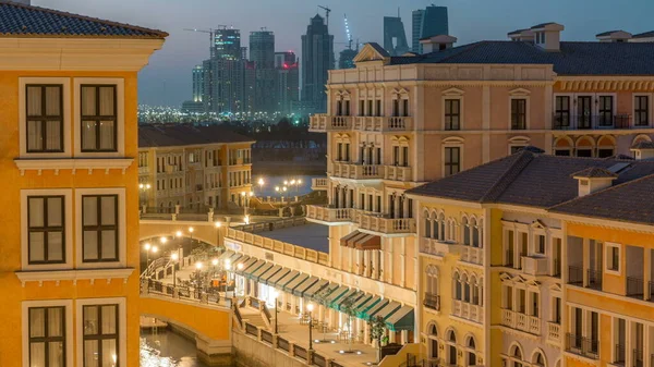 Csatorna Hídantenna Felülnézetben Velence Szerű Qanat Quartier Pearl Kapitányság Doha — Stock Fotó