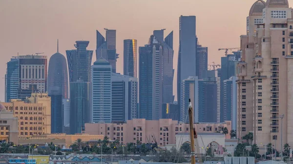 Utsikt Från Katara Beach Timelapse Solnedgången Doha Qatar Mot West — Stockfoto