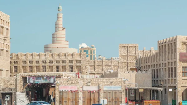 Souq Waqif Timelapse Mercado Popular Doha Qatar Souq Conhecido Por — Fotografia de Stock