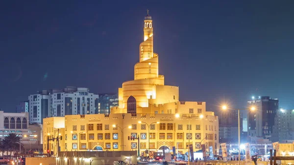 Centre Culturel Islamique Qatar Timelapse Nocturne Doha Qatar Moyen Orient — Photo