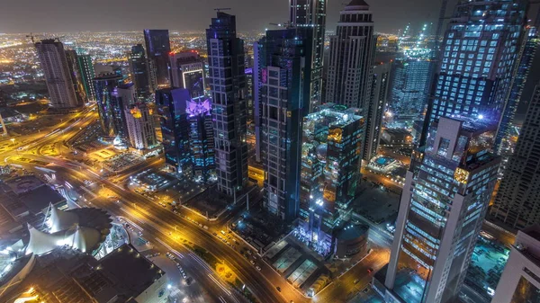 Skyline Van West Bay Gebied Van Top Doha Timelapse Qatar — Stockfoto