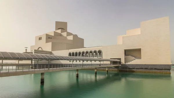 Museu Arte Islâmica Catar Timelapse Sua Ilha Feita Pelo Homem — Fotografia de Stock