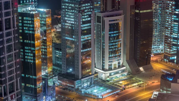Skyline West Bay Area Top Doha Timelapse Qatar Illuminated Modern — Stock Photo, Image