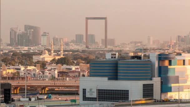 El ritmo de la ciudad de Dubai timelapse aéreo — Vídeos de Stock