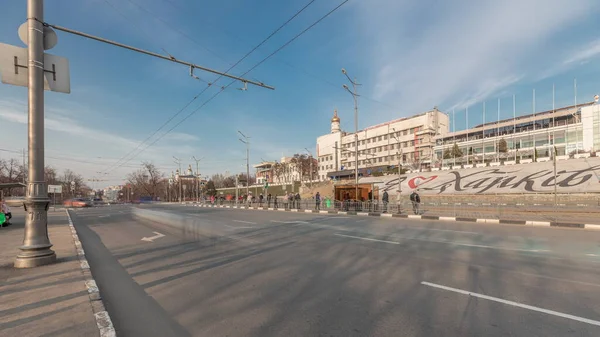 Vista Panorámica Plaza Sergiyevsky Cruce Ciudades Con Tráfico Coches Parada —  Fotos de Stock