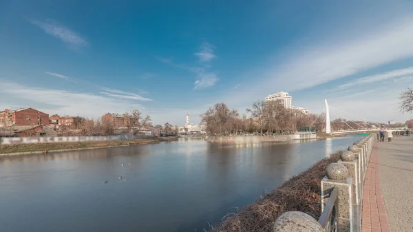 교차점 Lopanskaya Strelka Panrelka Panoramic Timelapse 이라고 불리기도 건너는 하리코프 — 스톡 사진