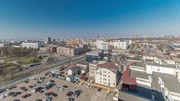 Cidade Kharkiv Cima Timelapse Defensores Praça Ucrânia Com Cruzamento Estacionamento — Fotografia de Stock