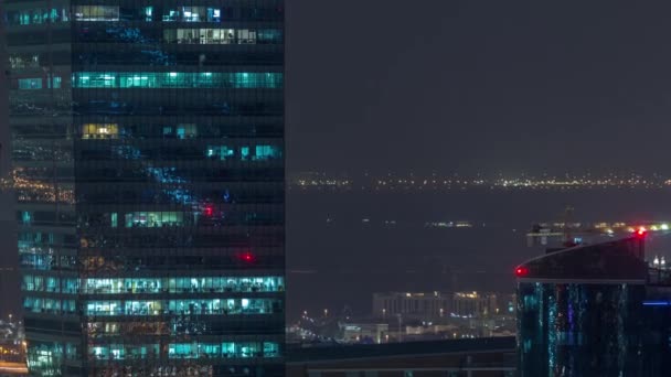 Dubais business bay torres aéreo noite timelapse . — Vídeo de Stock