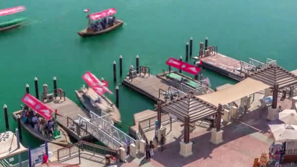 A water taxi boat station in Deira timelapse. — Stock Video