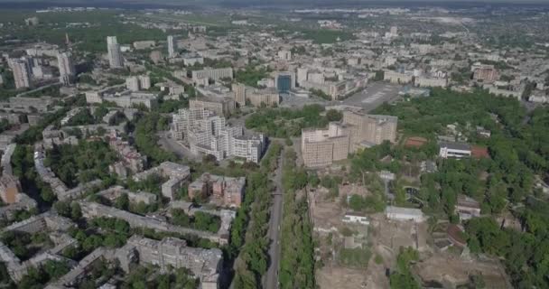 Luchtpanorama van Kharkov stad van bovenaf — Stockvideo