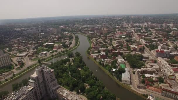 Flygfoto panorama över Charkov stad från ovan — Stockvideo