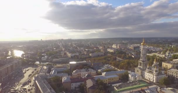 Flygfoto panorama över Charkov stad från ovan — Stockvideo