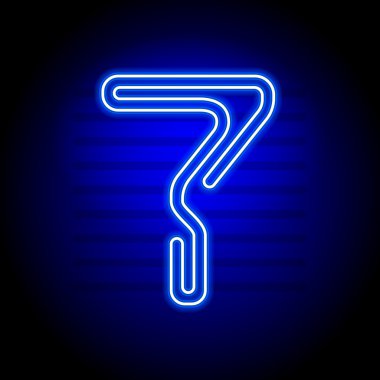 Gerçekçi mavi Neon numaraları. Neon tüp ışık karanlık numarasıyla