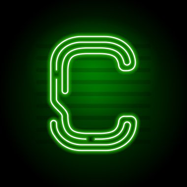 Gerçekçi yeşil Neon harf. Karakter kara günü Neon glow tuplü