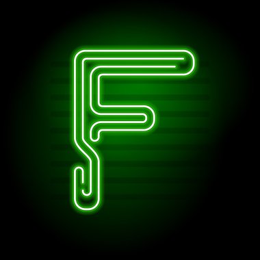 Gerçekçi yeşil Neon harf. Karakter kara günü Neon glow tuplü