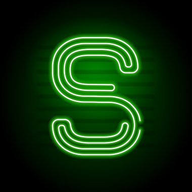 Gerçekçi yeşil Neon harf. Karakter kara günü Neon glow tuplü