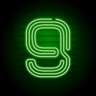 Gerçekçi yeşil Neon numaraları. Neon ışıkları karanlık numarasıyla