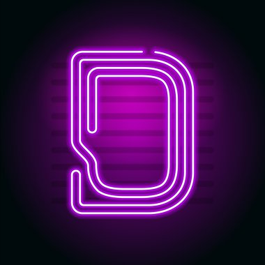 Gerçekçi mor Neon harf. Karakter kara günü Neon glow tuplü