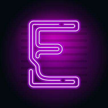 Gerçekçi mor Neon harf. Karakter kara günü Neon glow tuplü