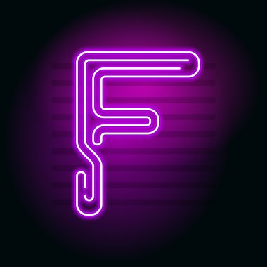 Gerçekçi mor Neon harf. Karakter kara günü Neon glow tuplü